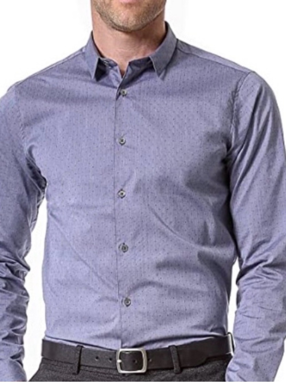 Theory Stephan Feldspar Shirt Mens XL Lavender Micro Dot Stretch Button Front